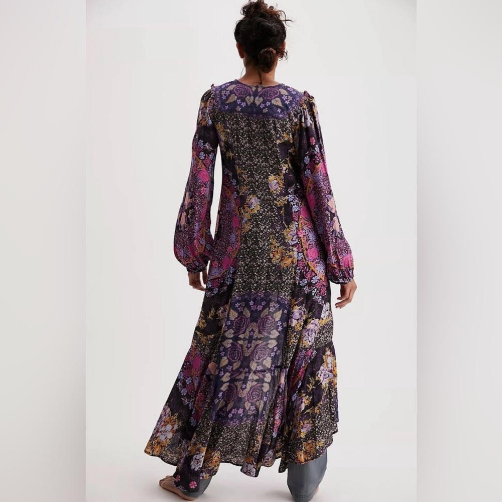 Free People Purple Floral Long Sleeve Maxi Dress